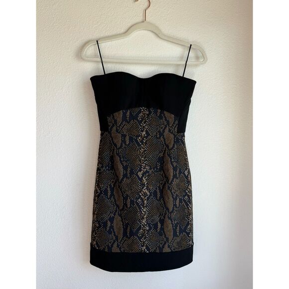 Diane von Furstenberg Garland Two Black & Python Strapless Bodycon Mini Dress 4 - Picture 4 of 14